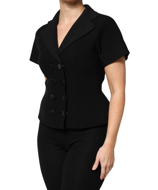 Dolce & Gabbana Black Wool Double Breasted Coat Jacket