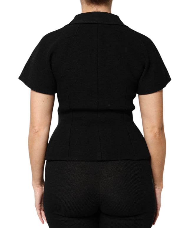 Dolce & Gabbana Black Wool Double Breasted Coat Jacket