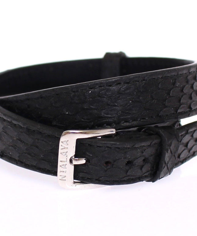 Nialaya Snakeskin CZ LOVE 925 Silver Bracelet