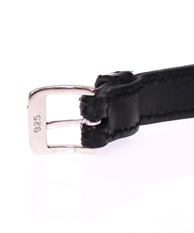 Nialaya Snakeskin CZ LOVE 925 Silver Bracelet