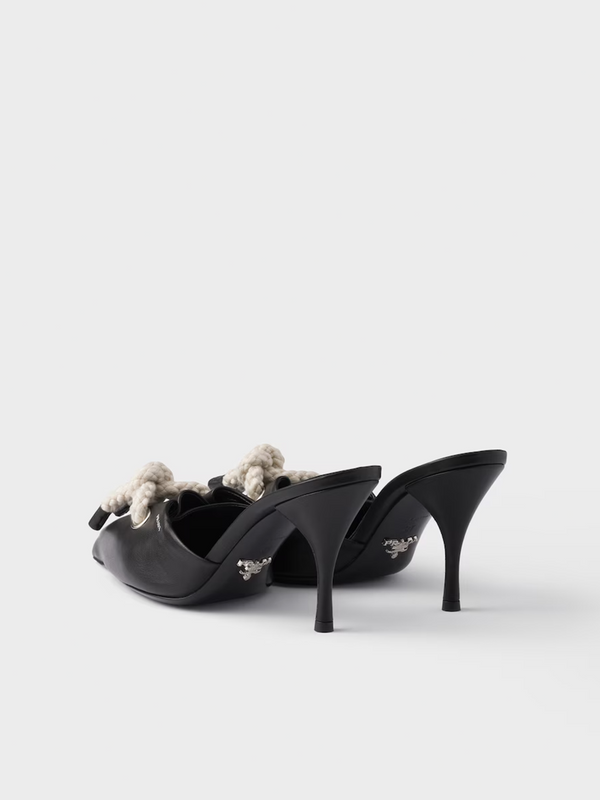 Prada Black Nappa Leather Rope DetailSandals