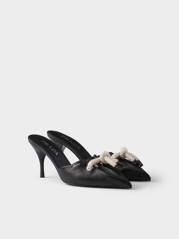 Prada Black Nappa Leather Rope DetailSandals