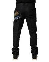 Dolce & Gabbana Black Graphic Embroidery Men Pants