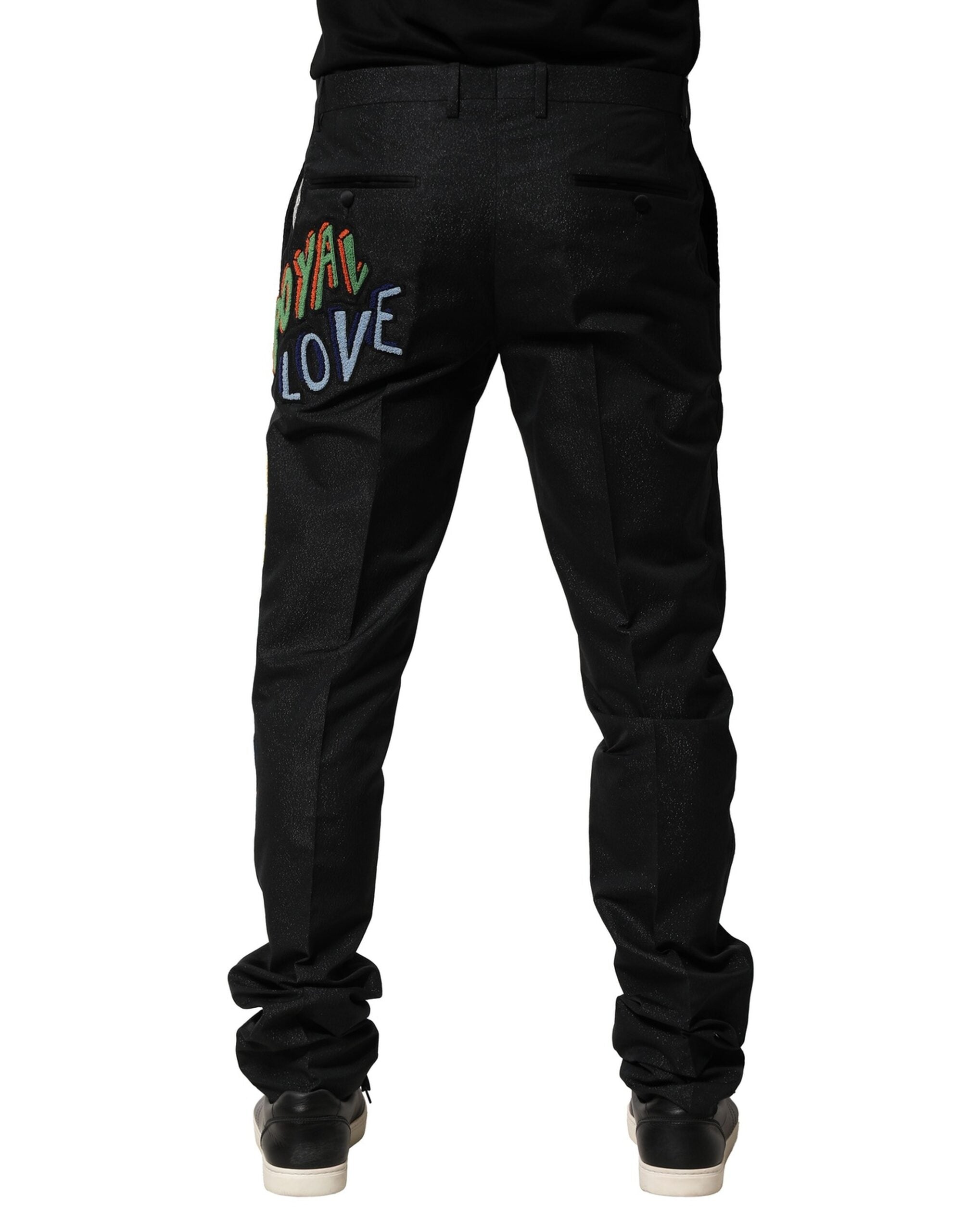Dolce & Gabbana Black Graphic Embroidery Men Pants