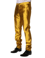 Dolce & Gabbana Yellow Silk Tapered Dress Men Pants