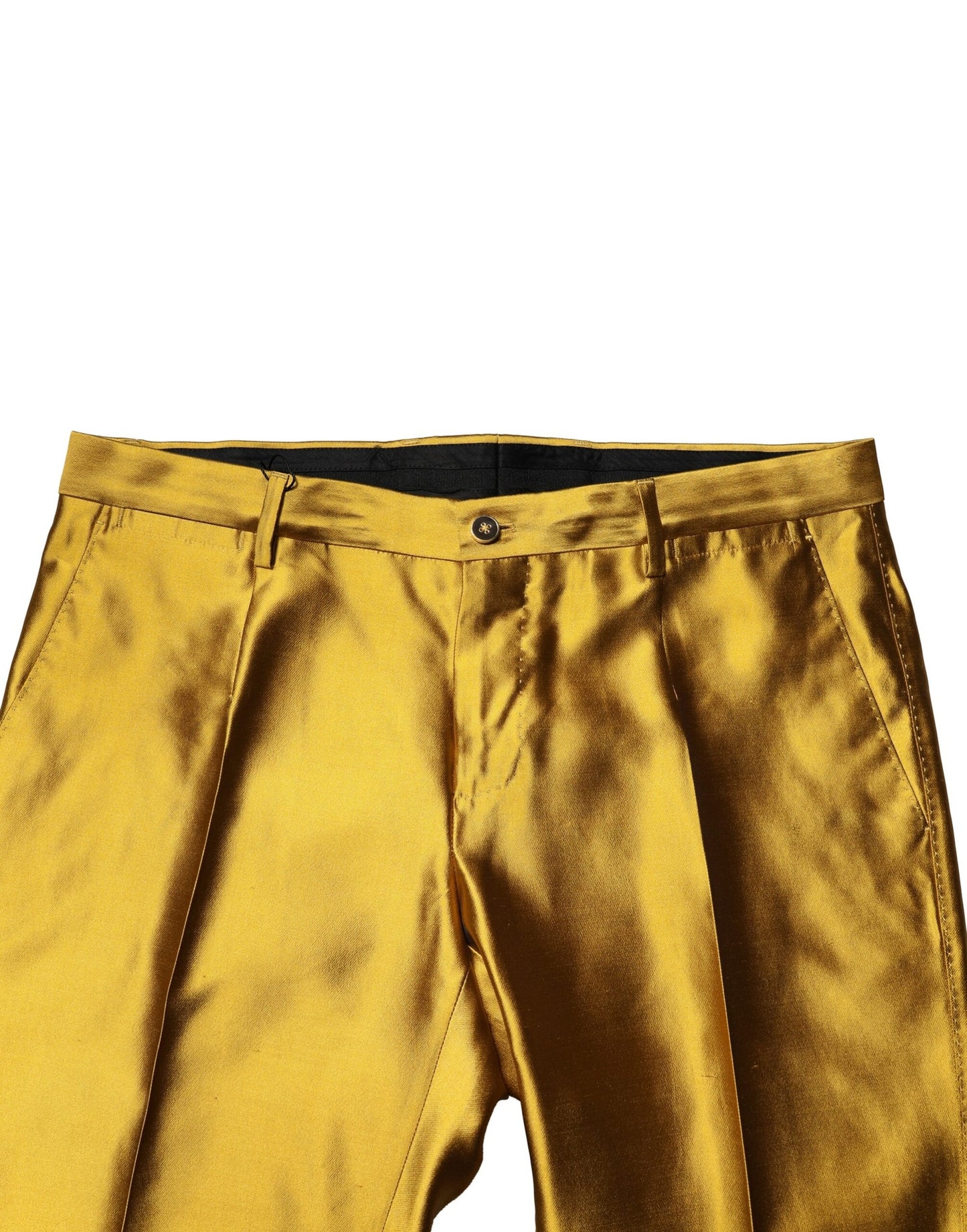 Dolce & Gabbana Yellow Silk Tapered Dress Men Pants