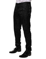 Dolce & Gabbana Black Cotton DG Crown Dress Pants