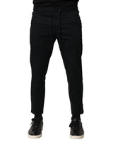 Dolce & Gabbana Black Cotton Mid Waist Jogger Pants