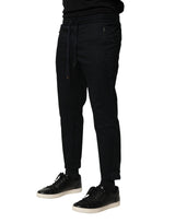 Dolce & Gabbana Black Cotton Mid Waist Jogger Pants