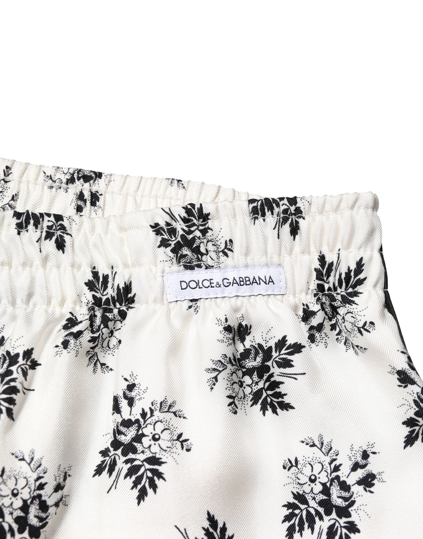 Dolce & Gabbana White Floral Silk Casual Lounge Pants