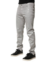 Dolce & Gabbana Silver Cotton Stretch Slim Denim Jeans