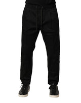 Dolce & Gabbana Black Cotton Mid Waist Jogger Pants