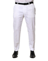Dolce & Gabbana White Cotton Dress Slim Formal Pants