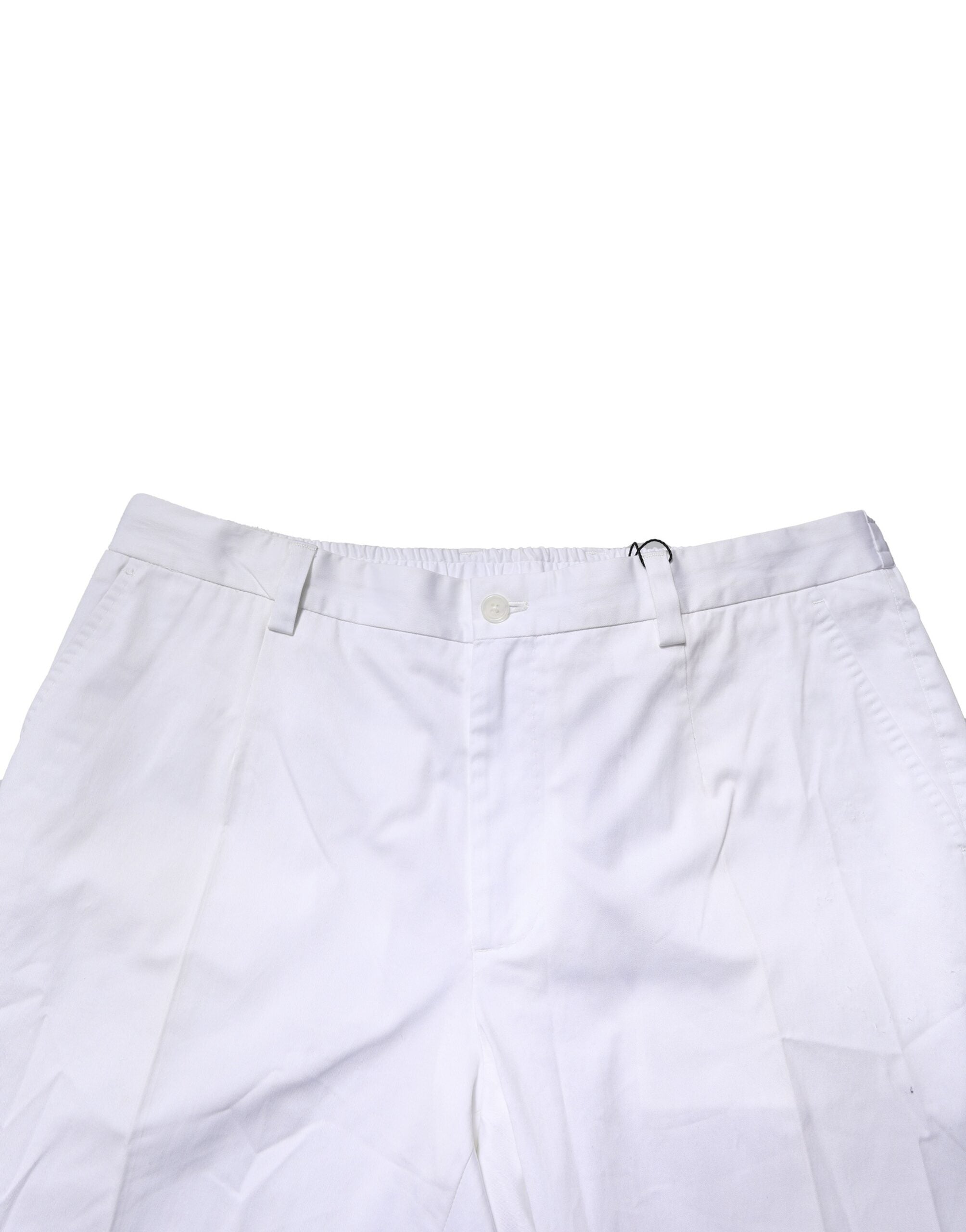 Dolce & Gabbana White Cotton Dress Slim Formal Pants