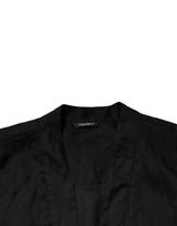 Dolce & Gabbana Black Linen Long Sleeves Men Casual Shirt