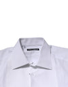 Dolce & Gabbana White GOLD Crown Cotton Dress Formal Shirt