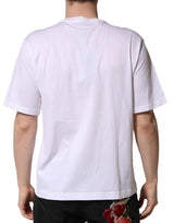 Dolce & Gabbana White Embellished Cotton Crew Neck T-shirt