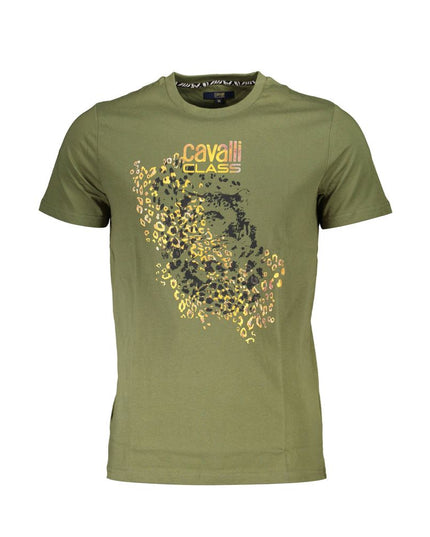 Cavalli Class Green Cotton Men T-Shirt