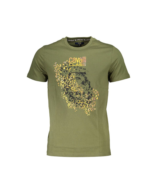 Cavalli Class Green Cotton Men T-Shirt