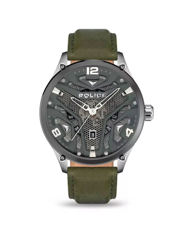 Police Green Leather Watch