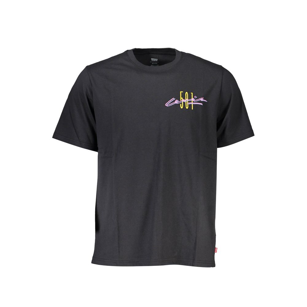 Levi's Black Cotton Men T-Shirt with short sleeves and colorful chest logo, ideal for casual wear in the T-Shirts - Clothing category.