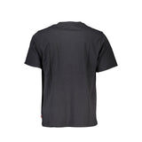 Back view of Levi's Black Cotton Men T-Shirt in size S, showcasing plain design and soft cotton fabric for everyday comfort.