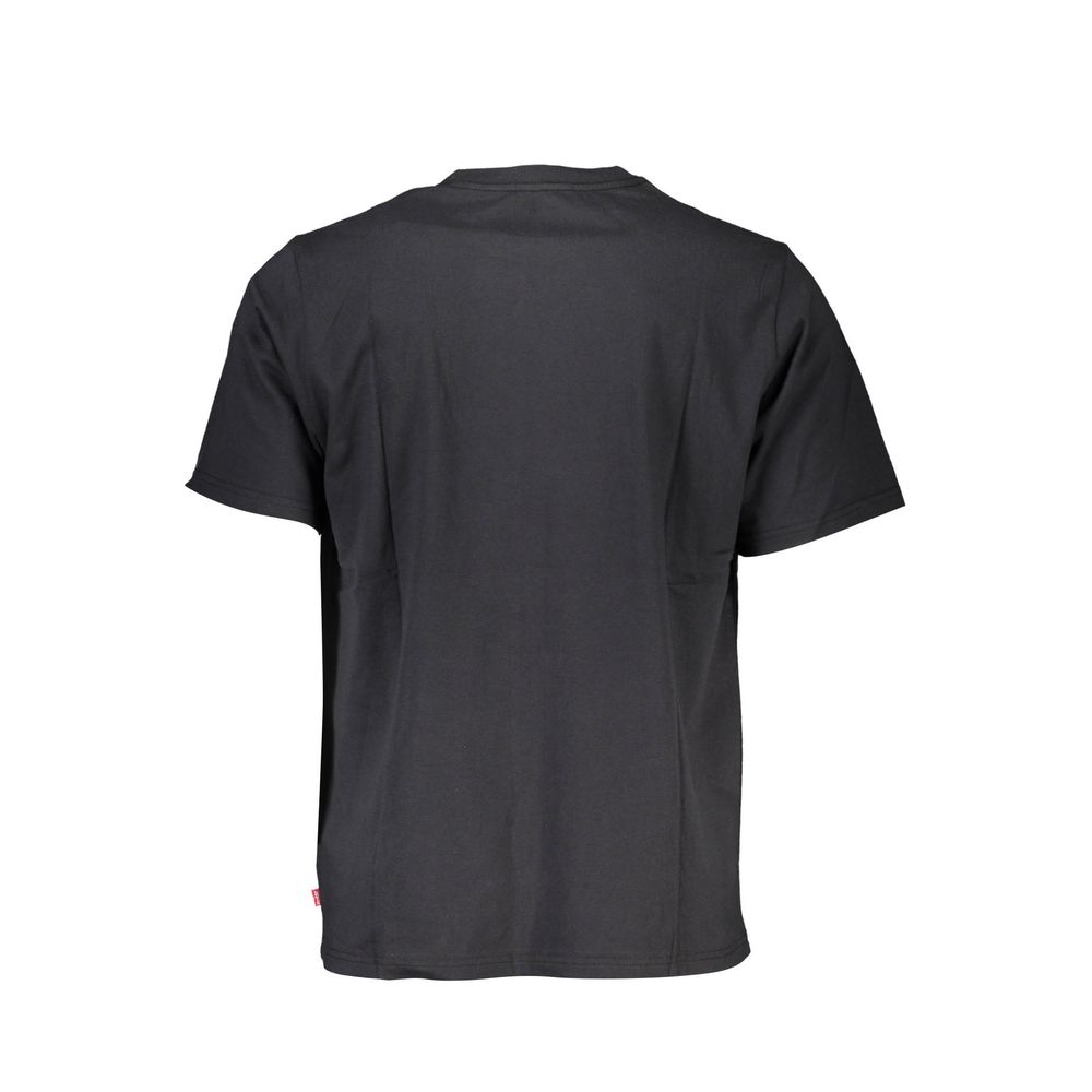 Back view of Levi's Black Cotton Men T-Shirt in size S, showcasing plain design and soft cotton fabric for everyday comfort.