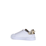 Dolce & Gabbana White Calf Leather Bos Taurus Low Top Sneakers