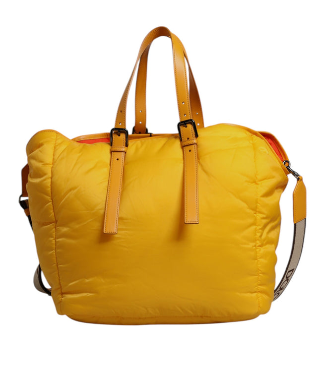 Dolce & Gabbana Yellow Orange Nylon Logo Plaque Hand Shoulder Tote Bag