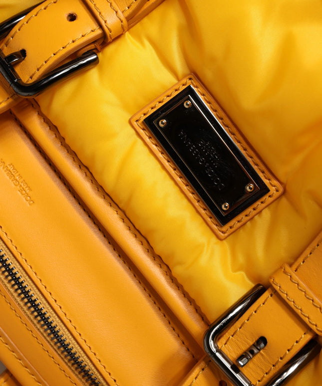 Dolce & Gabbana Yellow Orange Nylon Logo Plaque Hand Shoulder Tote Bag