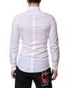 Dolce & Gabbana White GOLD Long Sleeves Dress Men Formal Shirt