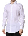 Dolce & Gabbana White GOLD Cotton Long Sleeves Men Formal Shirt