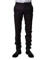Dolce & Gabbana Black Wool Patterned Formal Pants