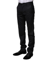 Dolce & Gabbana Black Wool Striped Formal Pants