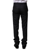 Dolce & Gabbana Black Wool Striped Formal Pants
