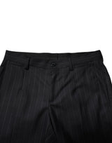 Dolce & Gabbana Black Wool Striped Formal Pants