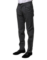 Dolce & Gabbana Gray Striped Cotton Formal Pants