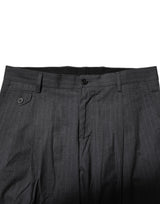 Dolce & Gabbana Gray Striped Cotton Formal Pants