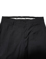Dolce & Gabbana Gray Striped Cotton Formal Pants