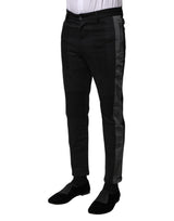 Dolce & Gabbana Black Gray Fantasy Cotton Formal Slim Pants