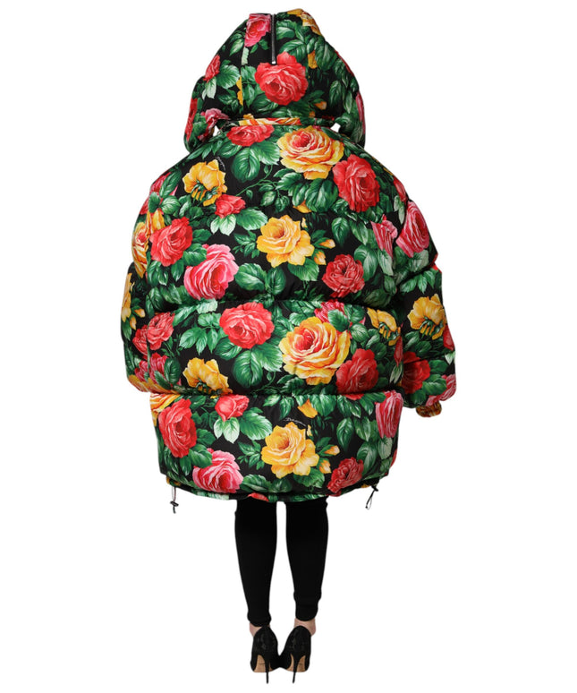 Dolce & Gabbana Multicolor Floral Puffer Hooded Jacket