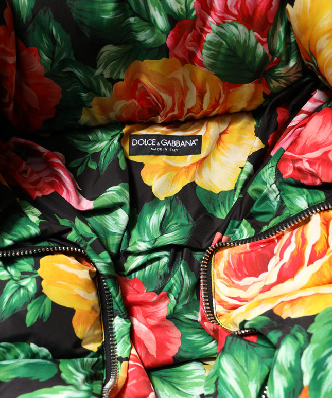 Dolce & Gabbana Multicolor Floral Puffer Hooded Jacket