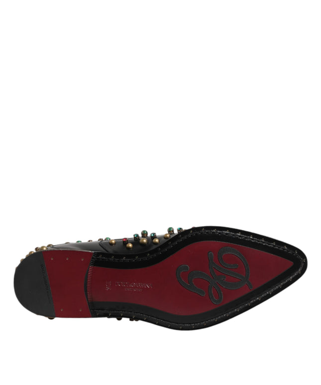 Dolce & Gabbana Black Leather Derby Dress Studded Shoes