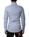 Dolce & Gabbana Blue Cotton GOLD Long Sleeves Men Dress Shirt