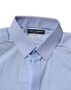 Dolce & Gabbana Blue Cotton GOLD Long Sleeves Men Dress Shirt
