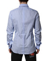 Dolce & Gabbana Blue Cotton GOLD Long Sleeves Dress Shirt