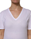 Dolce & Gabbana White Cotton Short Sleeves V-Neck Top T-shirt