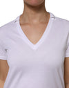 Dolce & Gabbana White Cotton Short Sleeve V-Neck Top T-shirt