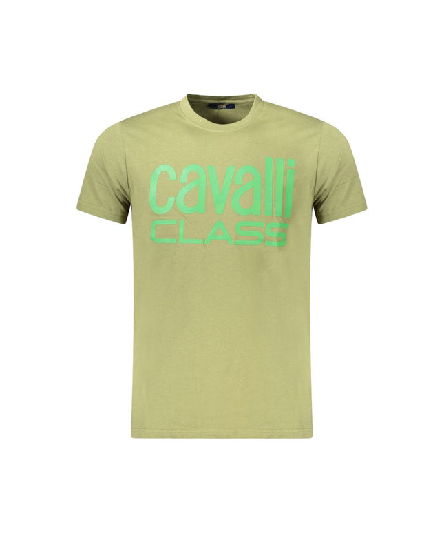 Cavalli Class Green Cotton Men T-Shirt