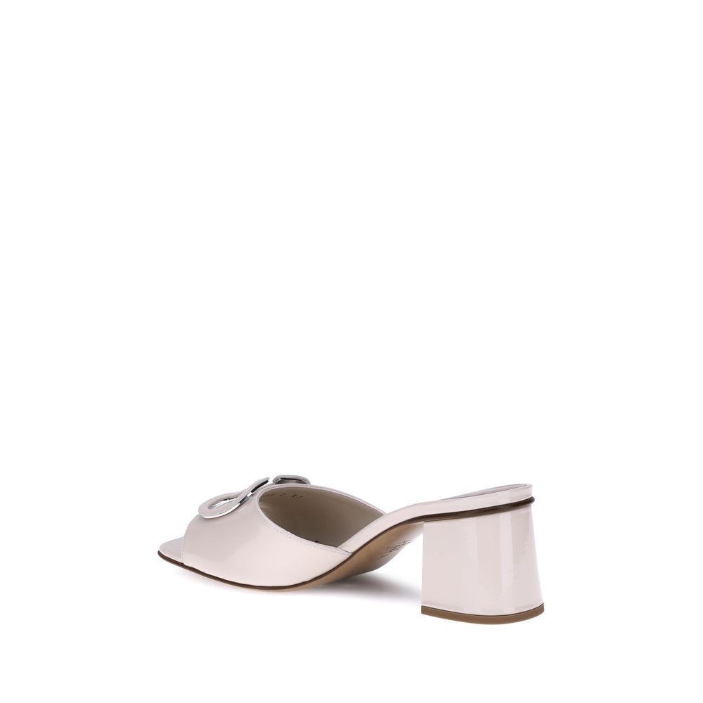Valentino Garavani Cream Calf Leather Bos Taurus Flat Sandals